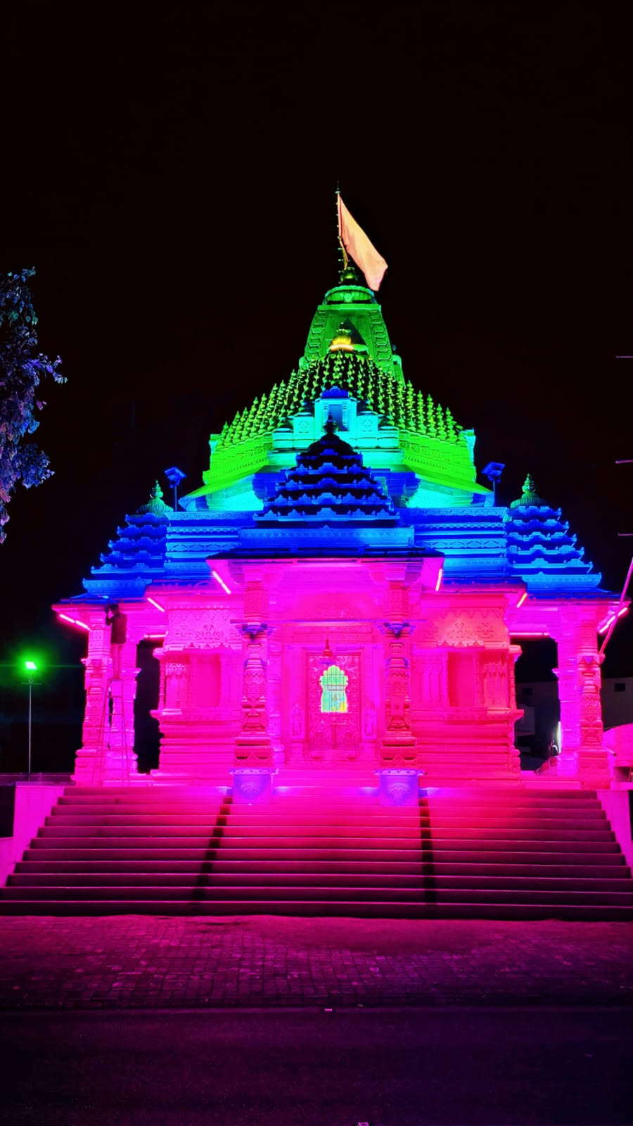 Hori Hanuman Ji Tirth Dham — RGB Temple Illumination – temple façade lighting project